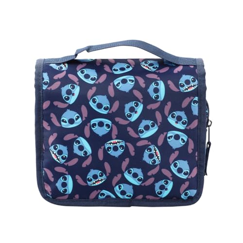 Disney Stitch Travel Toiletry Bag - Foldable Blue Cosmetic Organizer