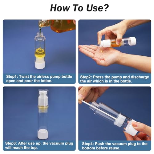 Cosywell Airless Pump Bottles 3 Pack 1.7oz - Empty Moisturizer Dispenser
