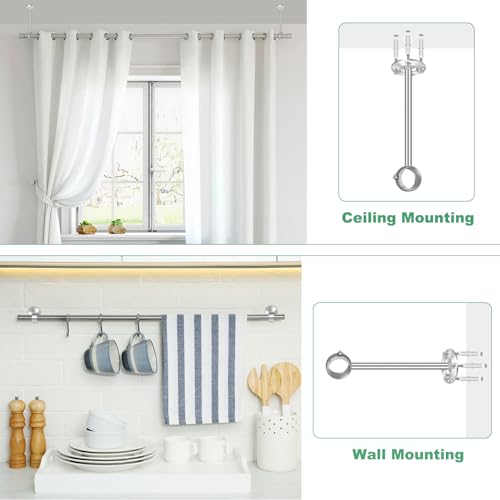Heavy Duty 6 Inch Ceiling Curtain Rod Brackets - 2 Pack, Stainless Steel