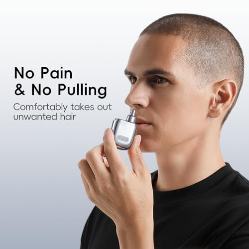 yoose Nose Hair Trimmer for Men and Women, Alloy Unibody, Painless Trimming, IPX7 Waterproof, Washable, USB-C Rechargeable, Long-Lasing, Low Noise, Portable Travel Electric Nose Trimmer, Silver