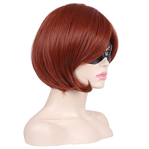 ColorGround Short Reddish Brown Cosplay Wig with Adjustable Cap