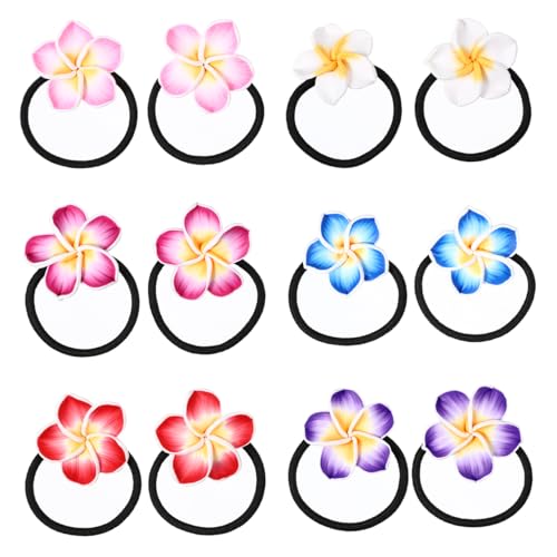 Beaupretty 12-Piece Plumeria Flower Hair Ties for Women and Girls