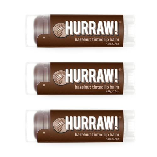 Hurraw! Hazelnut Tinted Organic Lip Balm 3-Pack - Sheer Brown Vegan Natural