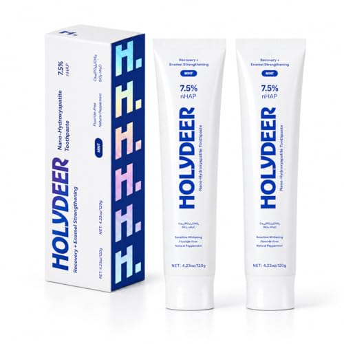 Holydeer Nano-Hydroxyapatite Toothpaste 4.23 oz 2PK - Mint, Fluoride-Free, Sensitive Whitening