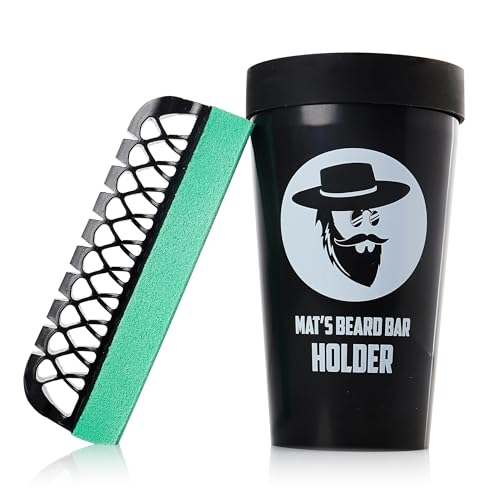 Mat's Beard Bar¢ç - Pro (V2.0) & Holder - FLEXIBLE - Clean Up Beard Trimmings from Sinks and Countertops After Shaving - Best Gifts For Men