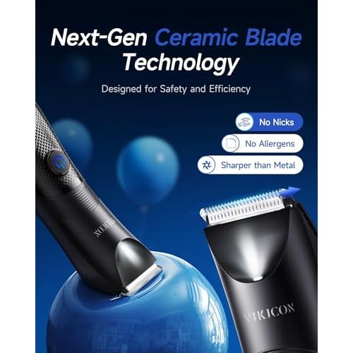 Manscape Trimmer for Men - No Nicks Electric Razor-Shaver for Balls/Pubic/Groin/Legs/Chest Hair Removal w/Light & Ceramic Blade, IPX7 Waterproof Full Body Hair Groomer USB-C Charging, Gifts for Men