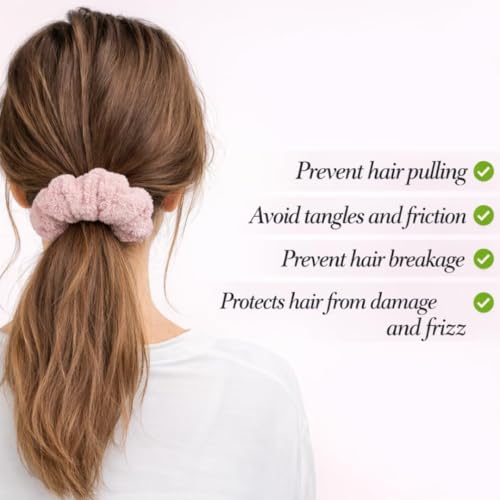 Moogra Beauty Microfiber Hair Scrunchies Set - Nude & Sage Green, Gentle Hold for Long & Thick Hair