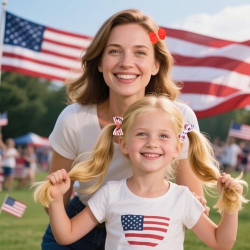 American Flag Hair Bow Clips 3PCS Patriotic Hair Accessories for Baby Girls & Women - Style3