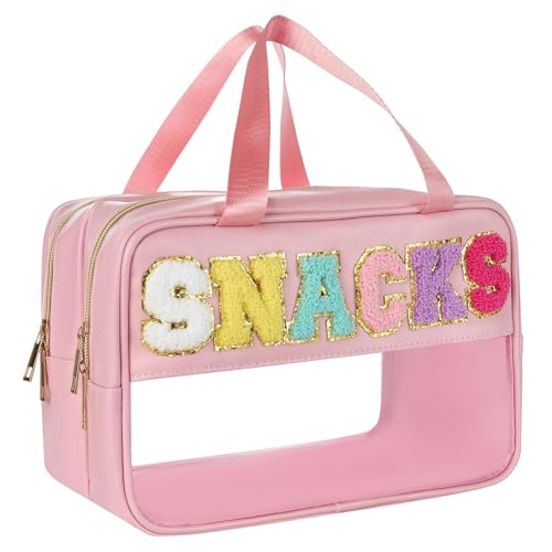 Snack Bags for Travel Varsity Letter Pouch Clear Toiletry Bag Snacks