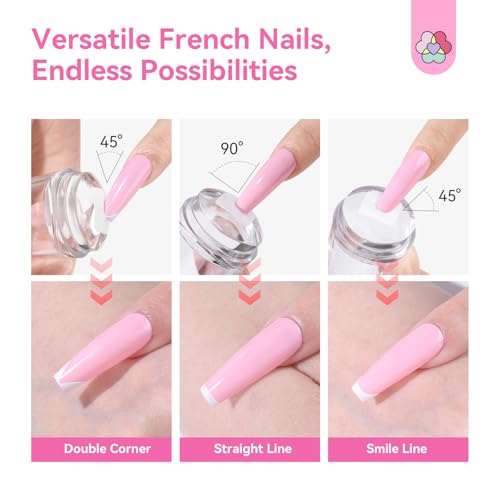 Saviland French Tip Nail Stamp: 4PCS Nail Art Stamper Kit Clear Silicone Nails Stamping Long & Short Jelly Stamper with Scrapers Nails Stamper Kit for French Manicure Home DIY Salon