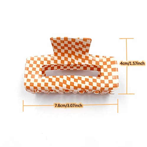 Checkered Hair Claw Clips for Women - Retro Rectangle Design (3PCs)