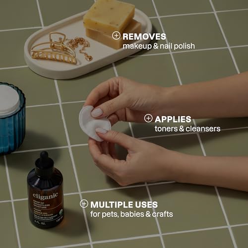 Cliganic Organic Cotton Rounds (300 Count) Makeup Remover Pads, Hypoallergenic, Lint-Free | 100% Pure Cotton