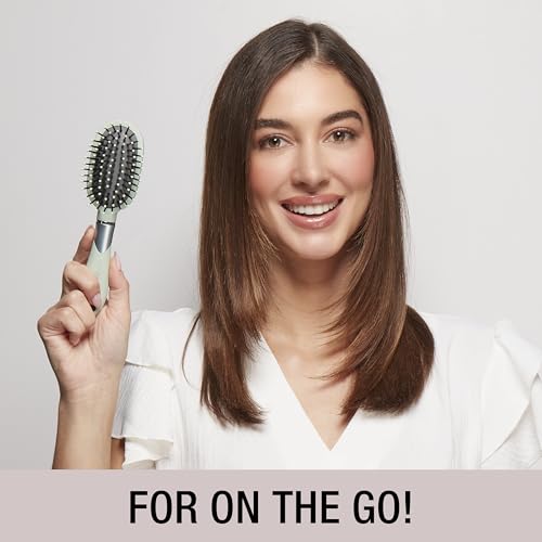 Conair Velvet Touch Cushion Hair Brush - Travel Detangler for All Hair Types - Sage Green