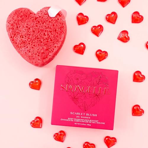 Spongellé Scarlet Blush Heart Body Buffer with Built-in Body Wash & Exfoliant