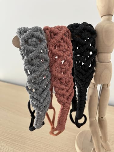 Hixixi 3PCS Cotton Rope Wide Braided Headbands for Women Girls Boho Stretch Hair Accessories