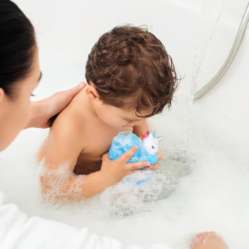 Unicorn Kids Bath Loofah Set - Gentle Exfoliating Shower Sponge