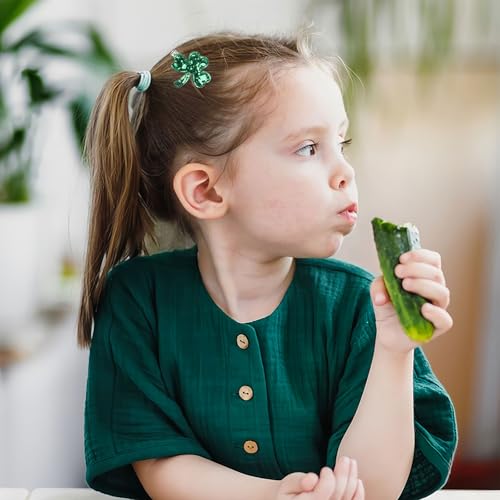 HIFANMM Style 2 Green Shamrock Sequin Hair Clips for Women & Girls St. Patrick's Day Party Accessory 6pcs