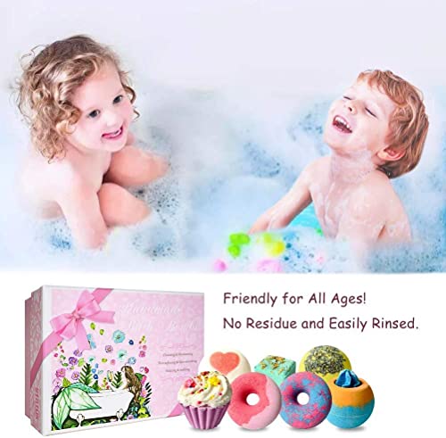Natural Bath Bomb Gift Set - 7 Aromatherapy Bombs for Relaxation