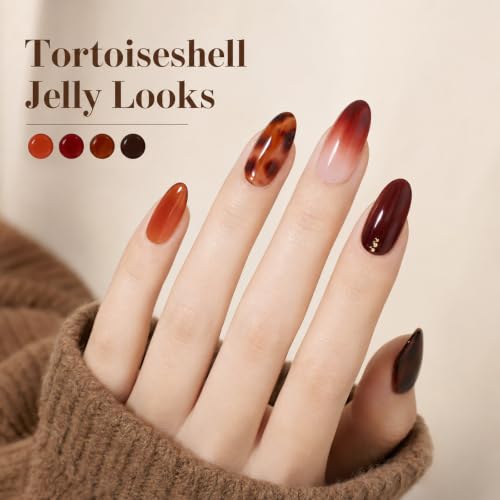 Beetles Fall Gel Nail Polish Set D - Brown-06 | 6 Tortoise Jelly Shades