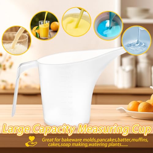 4-Pack 1000ml Measuring Funnel Pitchers - Long Spout Plastic Cups