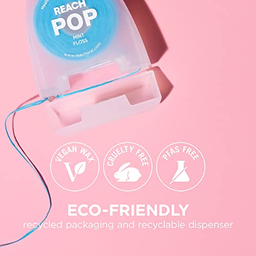 Reach POP Dental Floss - Mint, Shred-Resistant, Vegan, 2 Pack, 54.6 yd