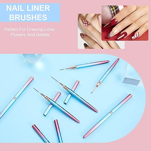 Professional Nail Art Liner Brush Set - 6 Pcs for Fine Detailing