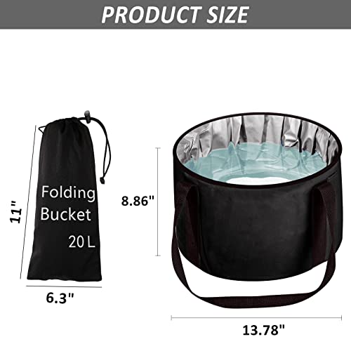 JSVSLTD 20L Collapsible Foot Bath Basin - Portable Foldable Soak Tub Black