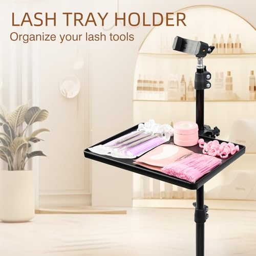 MoyRetty Adjustable Lash Tray Holder - 10.6” x 8” - Black Organizer Stand for Lash Techs