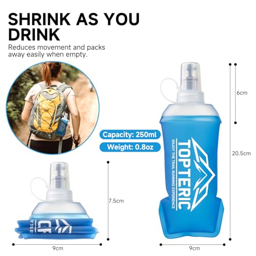 Collapsible TPU Soft Flask Water Bottle for Running & Hiking - 250ml