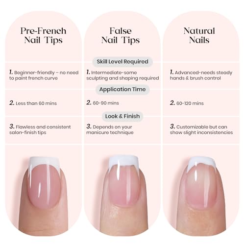 Beetles Brown French Tip Press On Nails - Short Square 150 Pcs - S-01