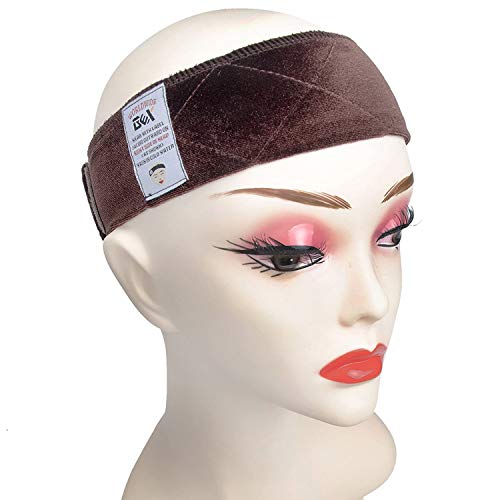 GEXWORLDWIDE Wig Grip Band for Hair, Adjustable Velvet Headband, Dark Brown