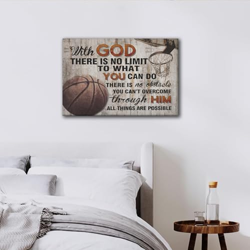 Inspirational Basketball Canvas Wall Art for Boys' Room - 12x16in