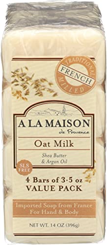 A La Maison Oat Milk Soap - 4 Pack, 3.5 OZ Hand & Body Bars