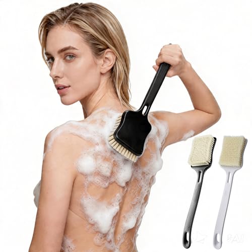 Laihemi 2-Piece Back Scrubber with Long Handle & Soft Bristles