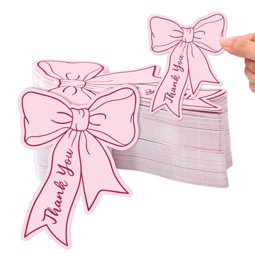 Whaline 100-Pack Pink Bow Thank You Cards - Mini 2.5 x 3.5 in