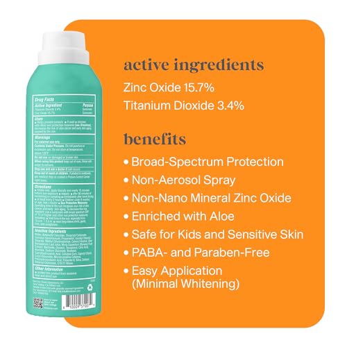 Thinksport Kids Sunscreen Spray, SPF 50 All Sheer Mineral Sunscreen, 6 Fl Oz, Water Resistant Baby & Toddler, Natural Zinc Oxide UVA/UVB Protection