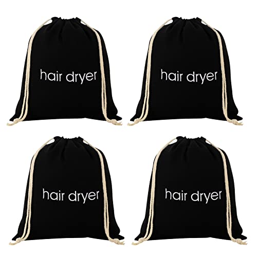 TSHD Cotton Hair Dryer Storage Bags - Travel Drawstring Organizer, 4 Pack