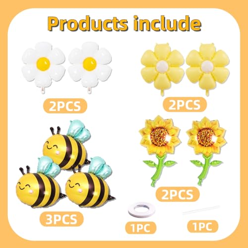 Bee & Flower Foil Balloon Set for Baby Showers & Gender Reveals