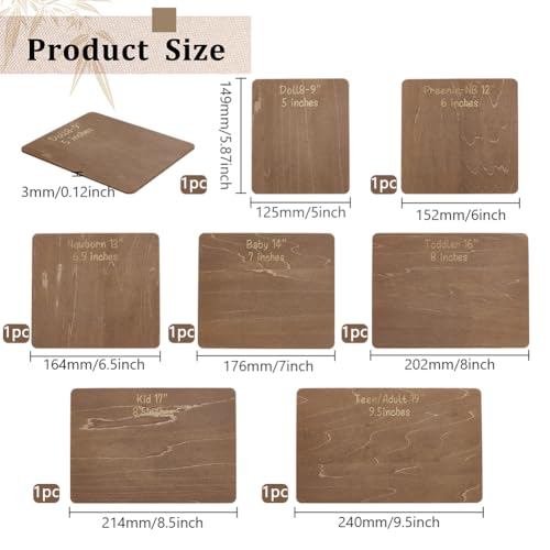 7 Pack Wooden Head Band & Hair Bow Size Measuring Boards for DIY Crafts