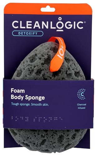 Cleanlogic Charcoal Infused Foam Body Sponge for Deep Skin Detox