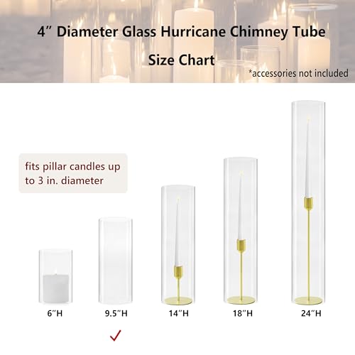 CYS EXCEL 4" x 9.5" Glass Hurricane Candleholder - Clear Shade