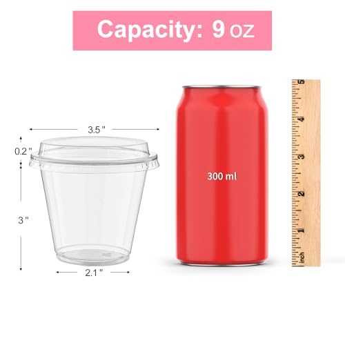 9 oz Plastic Dessert Cups with Lids - 50 Pack Clear Parfait Cups