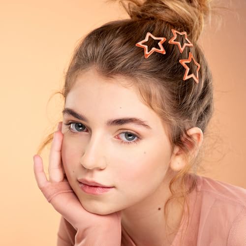 Joez Wonderful 20pcs Star Snap Hair Clips - Orange Metal Barrettes