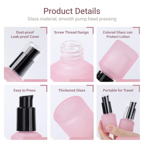 Segbeauty 0.5oz Frosted Glass Pump Bottle Dispenser - 3pcs Travel Size Containers for Lotions & Oils