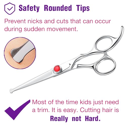 Dragon Creek 6" Kids Hair Scissors - Silver Safety Shears for Children