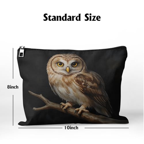 Majestic Perched Owl Makeup Bag - Large Capacity Travel Pouch