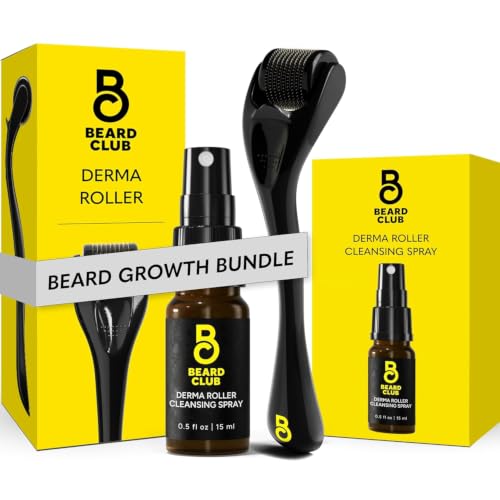 The Beard Club Derma Roller & Cleansing Spray Kit for Face, Beard & Scalp – Microneedling Set