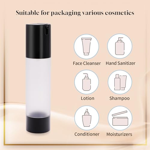 6Pcs 50ml Airless Pump Bottles - Refillable Travel Cosmetic Dispensers