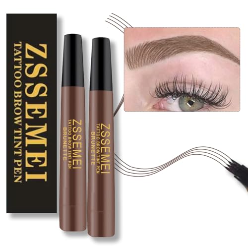 Waterproof Microblading Eyebrow Pen for Women - Long Lasting Brunette 2PCS