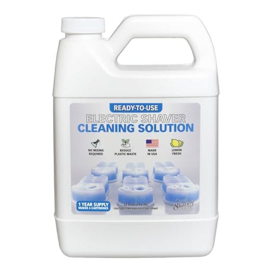 Clark Shaving Co. 32oz Shaver Cleaning Solution & Easy Refill. Compatible with Braun Clean & Renew